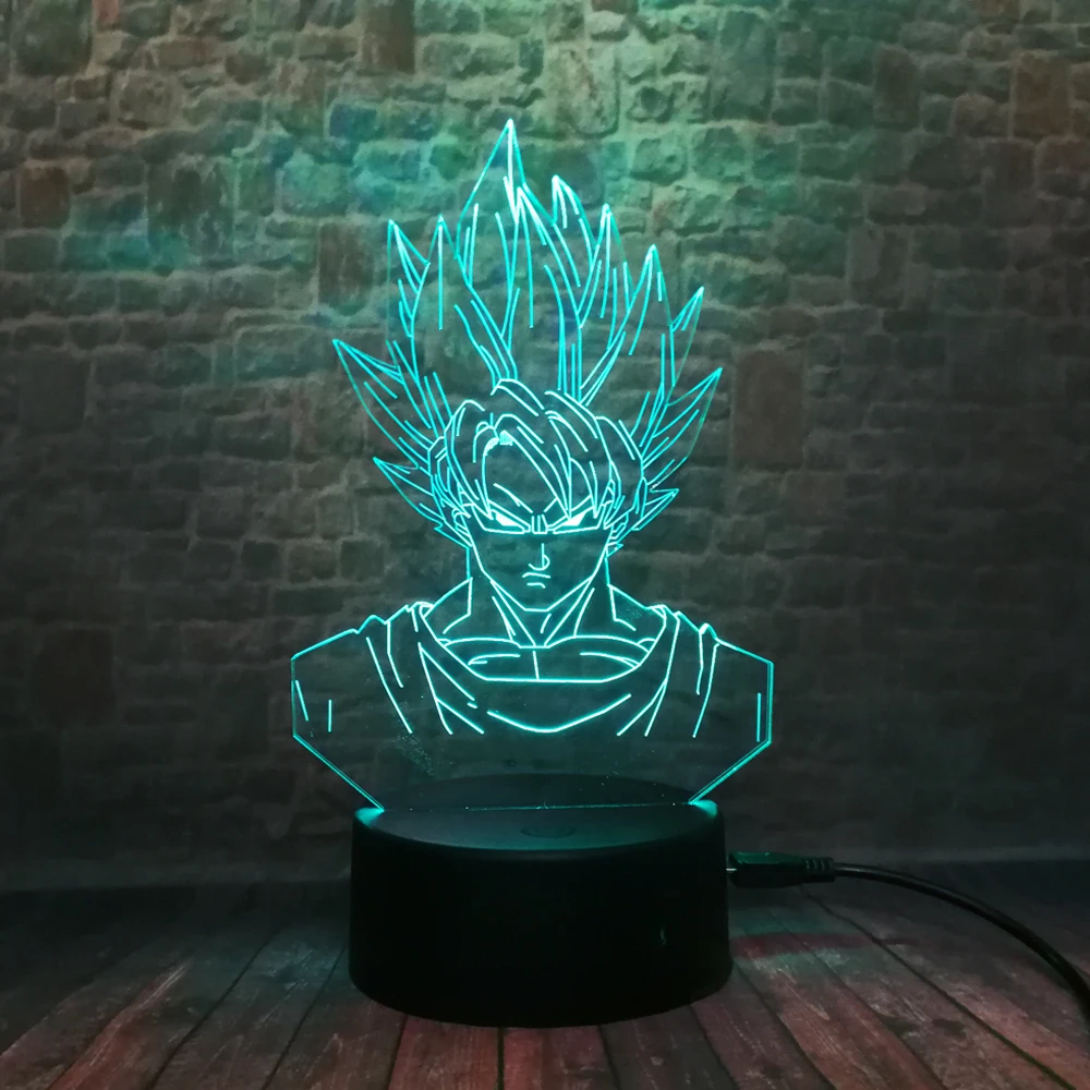  Dragon Ball Super Saiyan God Goku Action Figures 3D Illusion Table Lamp 7 Color Changing Night Ligh - 32826895069