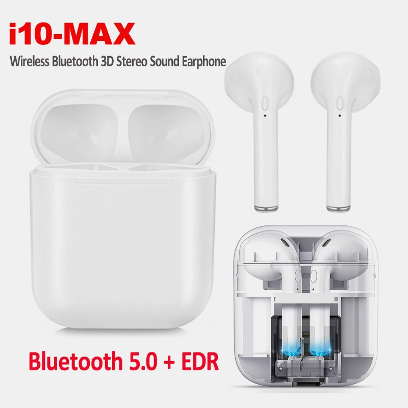 

i10 MAX Wireless Bluetooth 3D Stereo Sound Bass Earphones With Mic Charging Box For All Bluetooth Tablet Smart Phone Earphone
