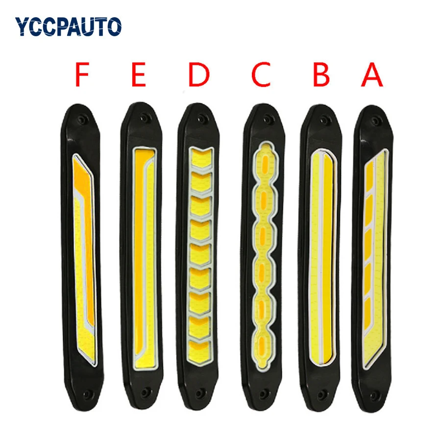 

2pc Flexible Waterproof White and Amber Color Car COB LED Daytime Running DRL Fog Lights With Turn Signal Light Car-Styling 12V