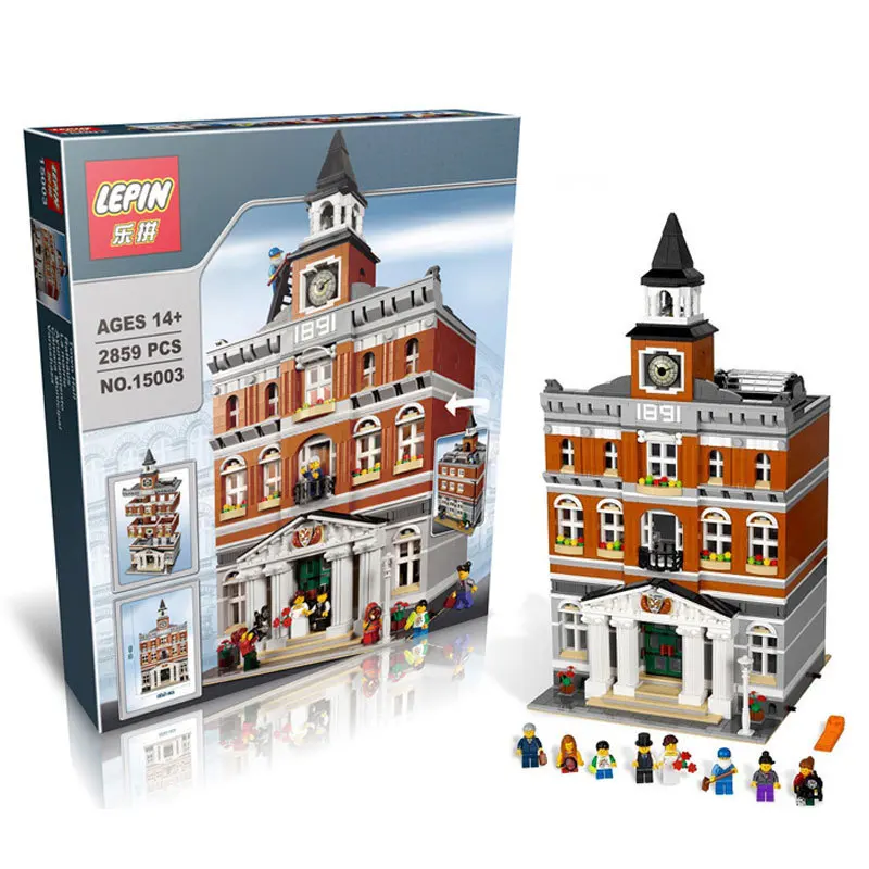 LEPIN 15003 City Creators Series TownHall Government Bricks Building Block Minifigure Toys 10224 Toys Compatible with