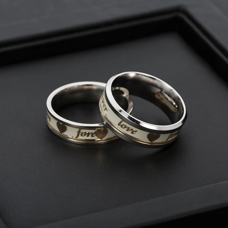 

For Love Luminous Stainless Steel Ring Couple Engagement Party Jewelry