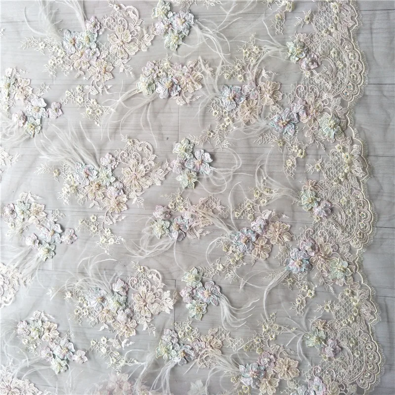 Высококачественная Яркая Цветная ткань с перьями и бусинами для ногтей 3D костюмы