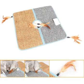 

Feather Natural Sisal Playground Cat Large Scratch Guard Mat Cat Scratching Board for Grinding Claws and Solving Boredom Cat Toy