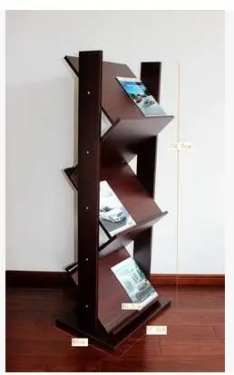 A wooden magazine rack Newspaper rack Office book rack Propaganda frame display