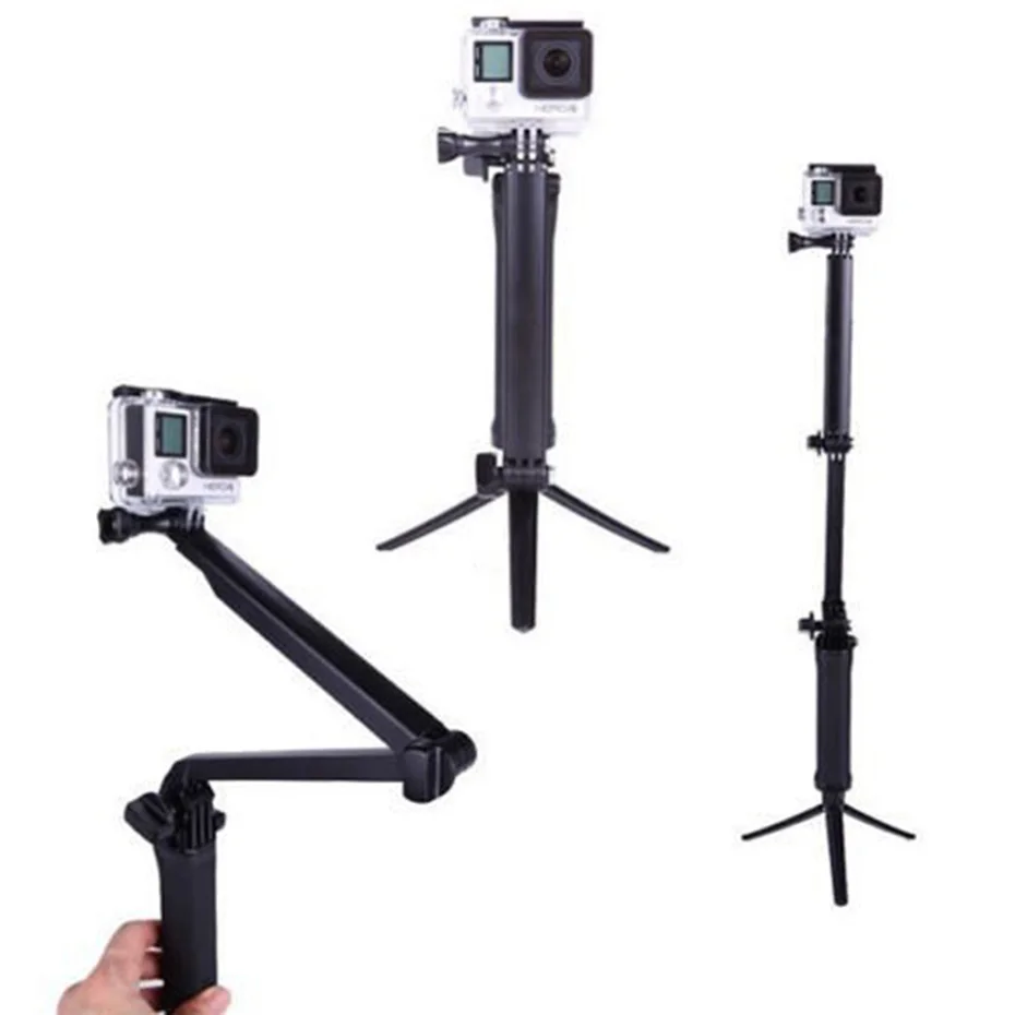 

3 Way Grip Waterproof Monopod Selfie Stick Tripods Monopod Extendable Universal for Gopro Hero 5 3 4 Session SJ4000 Xiaomi Yi