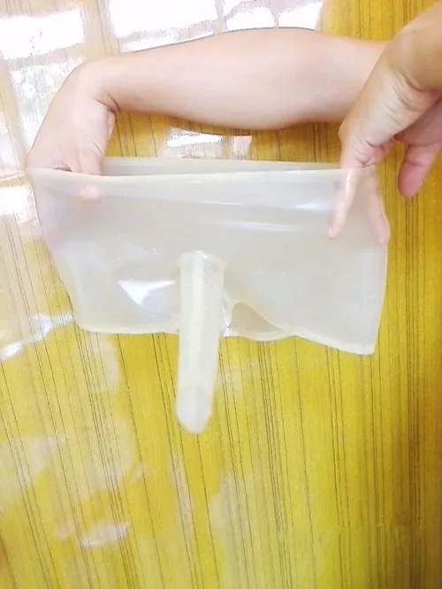 

Sexy Mens Transparent White Latex Panties with Condom Rubber Underwear