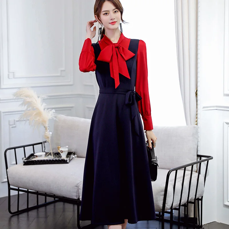 

2019 fashion spring summer stripe bandage midi V-neck dress slim temperament dresses Work Dress vestidos mujer Bow woman dress