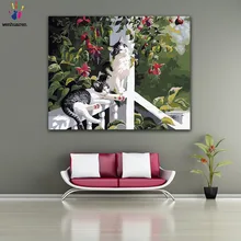 Сделай Сам Живопись по номерам милый кот носить очки для чтения кошки Картина Краска по номерам с комплектами для декора стен