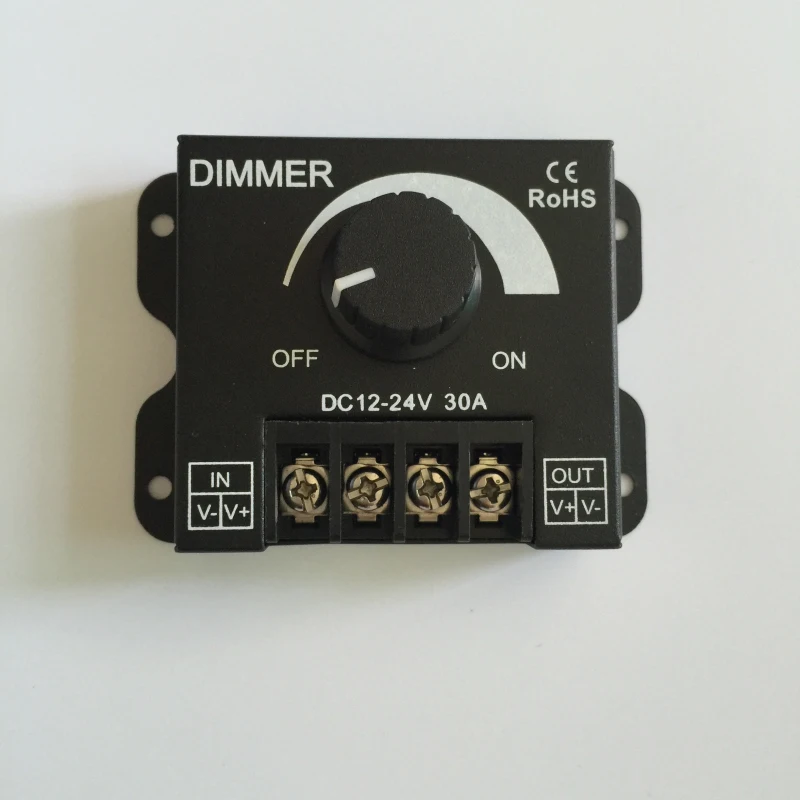 DC12 24V 30A 360W Single Color LED Dimmer Knob Switch Controller for