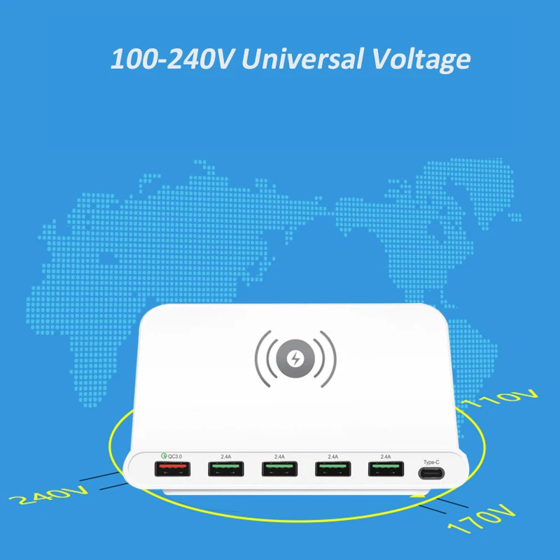 STOD Мульти USB порт Беспроводное зарядное устройство 60 Вт зарядная станция Быстрая зарядка 3,0 держатель для iPhone X samsung huawei Nexus Mi адаптер