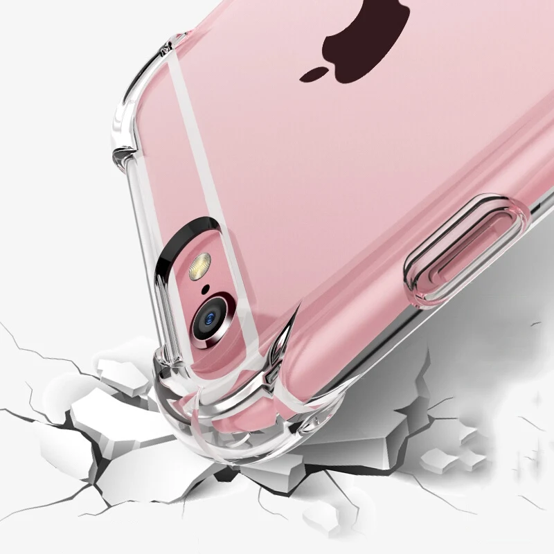 Модные мягкие ясно ТПУ антидетонационных чехол для iPhone X 5 5S 6 S плюс 7 8 прозрачный с