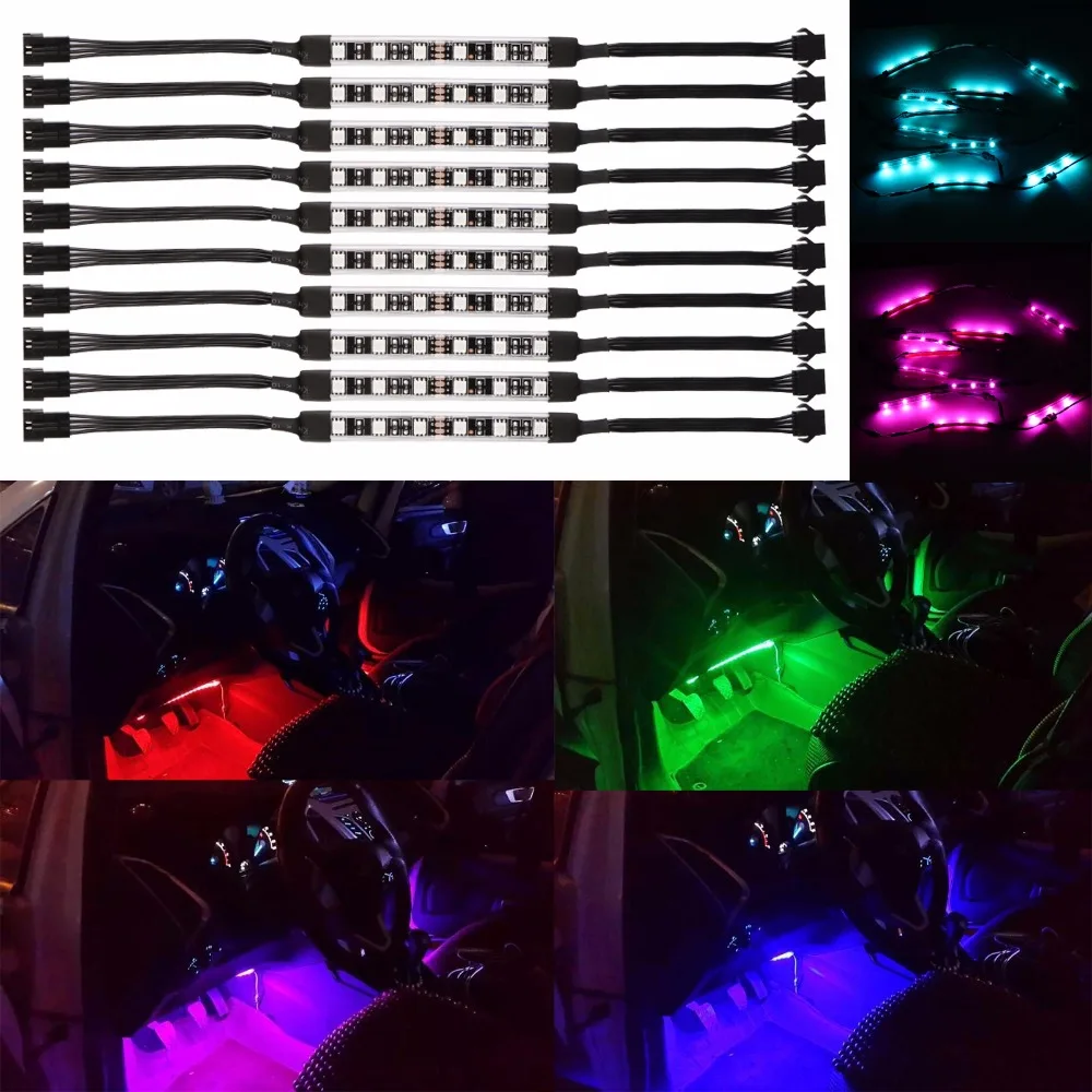 60 LED AOZBZ 10 PCS RGB Remote Control Nirkabel Mobil Sepeda Motor