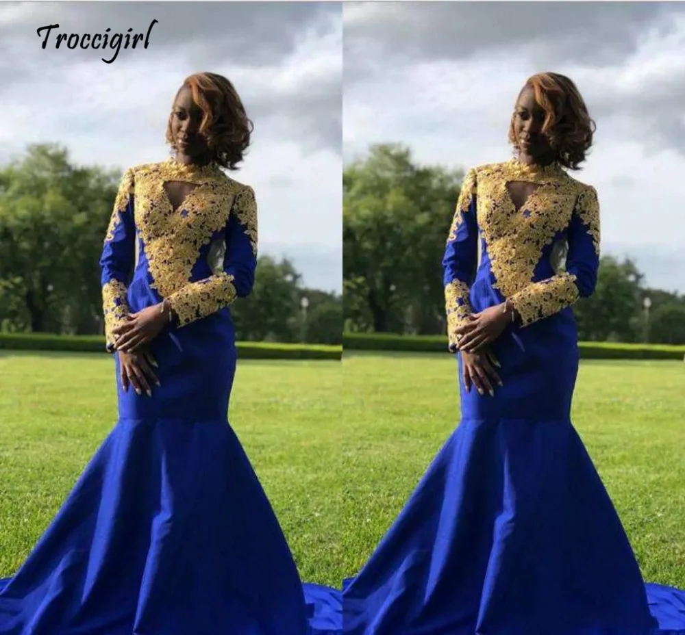 blue and gold prom dresses 2019
