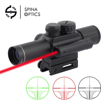 

SPINA OPTICS Tactical Compact Laser Riflescope M6 4X25 Riflescope Illuminated Tactical Riflescope with Red Laser Hunting Scope