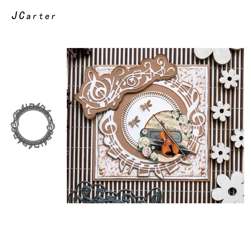 

JC Metal Cutting Dies for Scrapbook Craft Cut Die Music Note Circle Background Stencil DIY Handmade Album Paper Card Model Decor