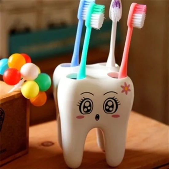 100Pcs/Lot Free shipping Cartoon Cute 4 Hole Fashion Tooth Style Toothbrush Holder |
