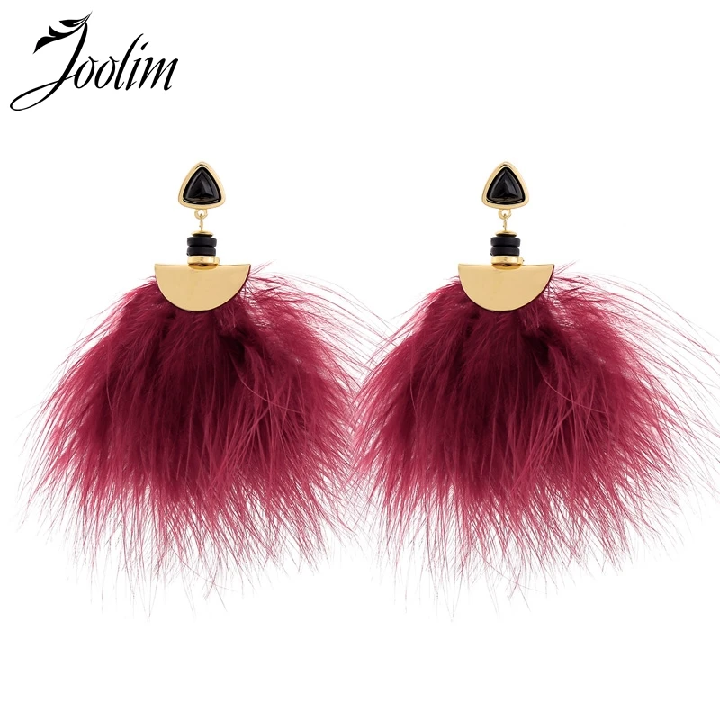 

Joolim Dark Red Feather Drop Earring Piercing Earring
