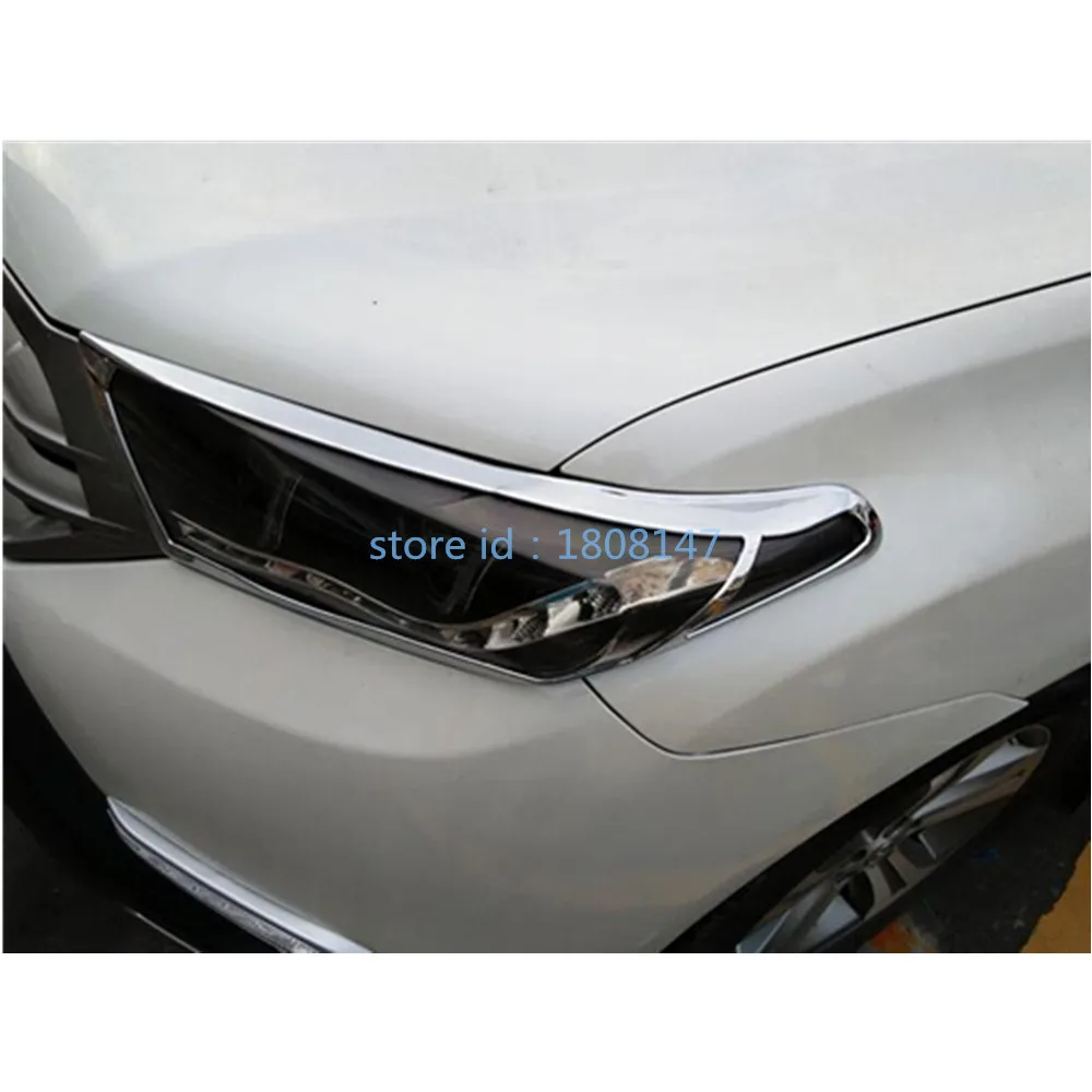 

Car body front head Light lamp hood Molding detector frame stick ABS Chrome trim parts 2pcs For Toyota Highlander 2012-2014