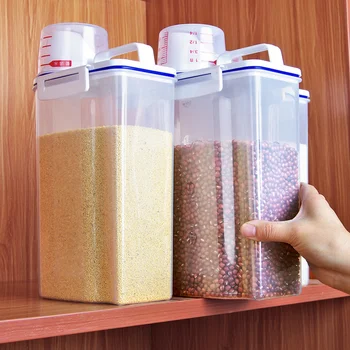 

1PC Portable with cover plastic sealed cans kitchen cereals jars rice bucket food storage box storage tank wx10091600