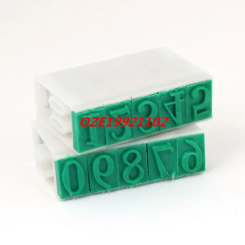 

18mm Wide Off White Green Plastic Rubber 0-9 Number Detachable Numbering Stamp