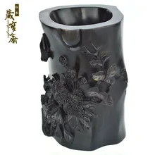 [Тибетский Bao Zhai] черная бабочка красная ручка резьба по Красному дереву для хранения ручек ручка