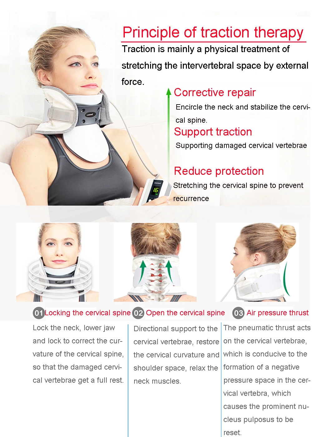 Медицинское устройство для тяги шеи шейный спондилез шейный бандаж надувная поддержка интеллектуальное управление растягивающийся корректор