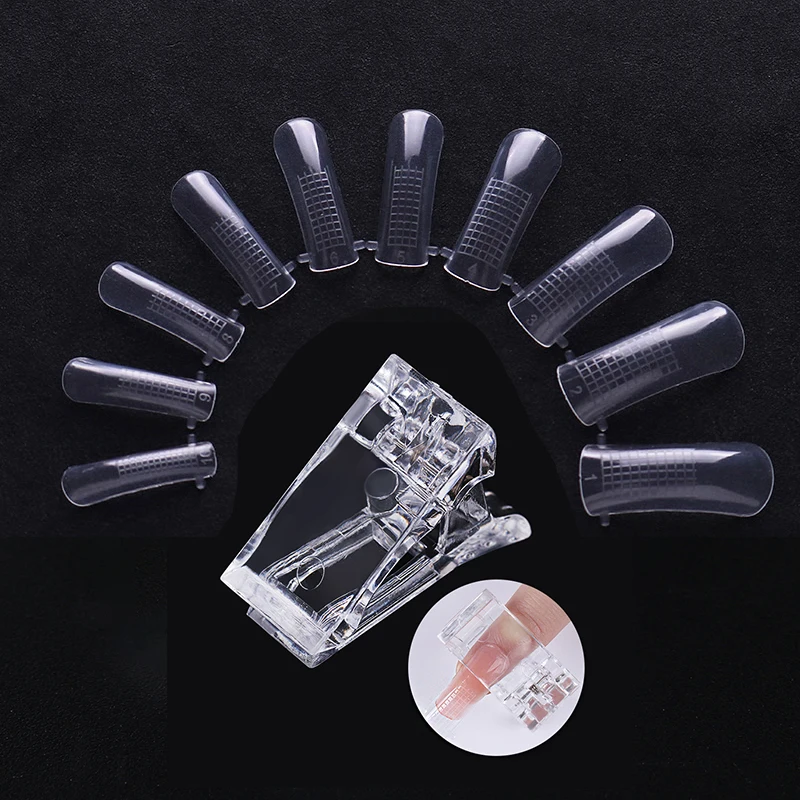 20Pcs Quick Building Mold fake Nail Tips Clip Set Nail Dual Forms