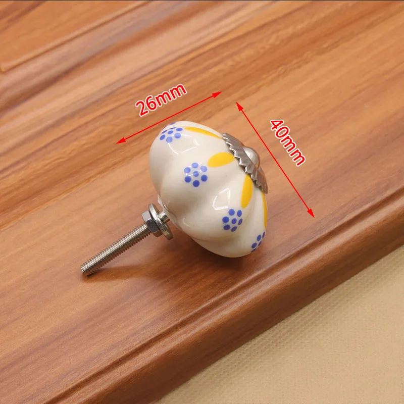 KAK 40mm Hand-painted Ceramic Drawer Knobs Porcelain Rural Cabinet Knob Cupboard Handles Mediterranean Furniture Handle Hardware - Цвет: 1977 Daisy