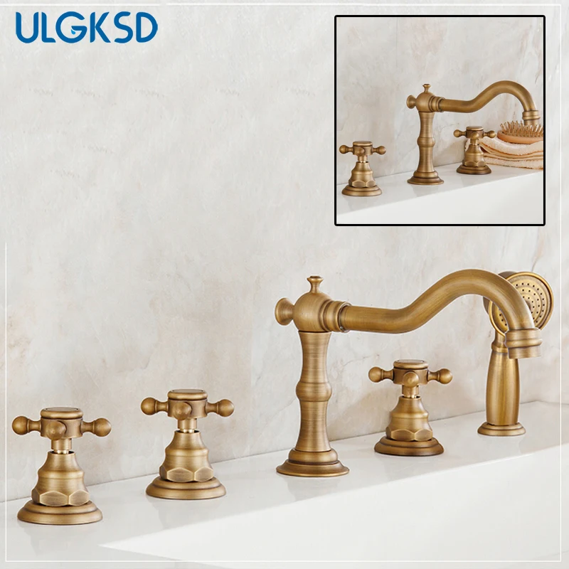 Ulgksd 5 pcs Bathtub Faucet 3pcs Basin Faucets Antique ...