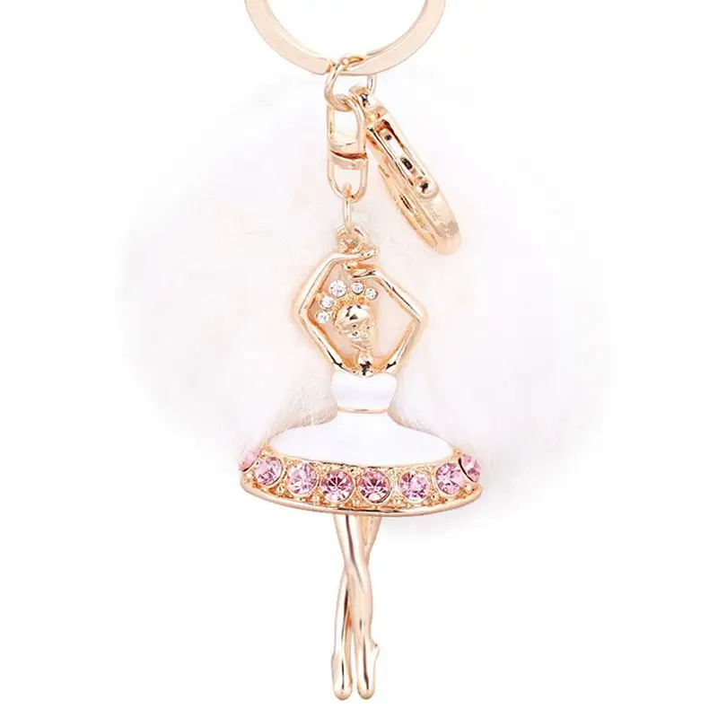 

Fashionable Creative Diamond Crystal Rhinestone Keychain Bag Charm Pendent white