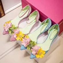 Süße frau 2017 neue frühling leder dreidimensionale blume in schnalle flachen mund spitzen schuhe