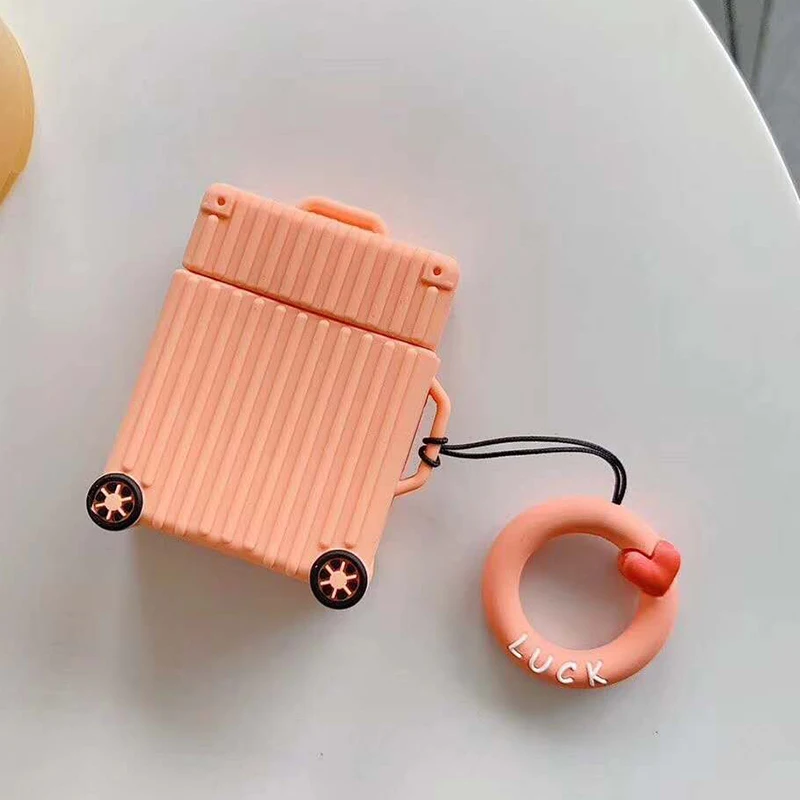 Модный милый чехол для AirPods, защитный чехол для Apple Airpods 2, дизайн багажа, Bluetooth, беспроводные наушники, чехол для багажника - Цвет: Orange