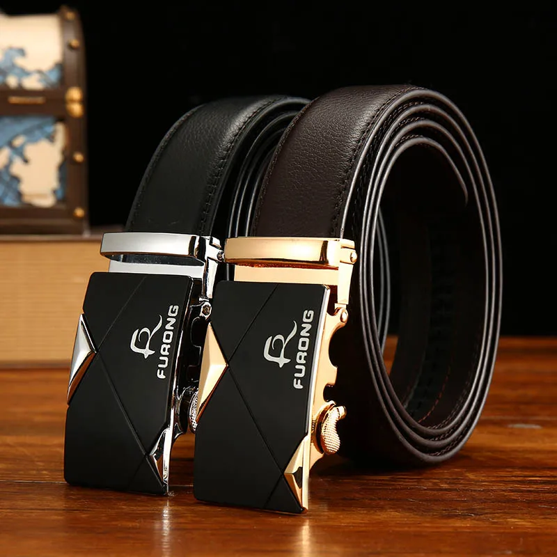 Large Size Men's Leather Belt Long Men's Belt Automatic Buckle Belt