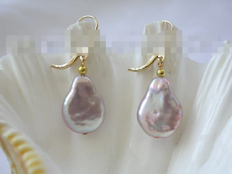 1253 baroque lavender freshwater pearls dangle earrings | Украшения и аксессуары