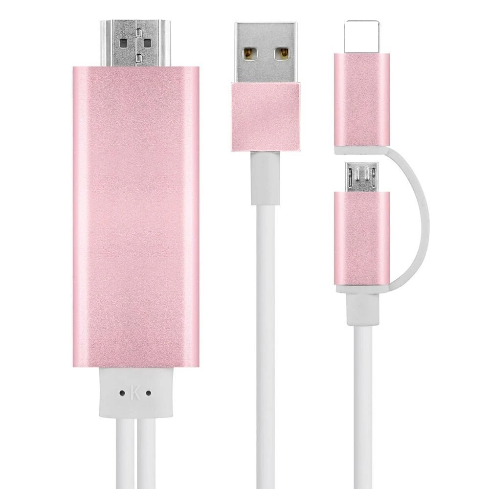 2IN1 Phone to TV HDMI Cable Audio Video Adapter w/ USB Charging for