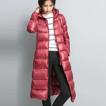 Женское пальто с капюшоном, куртка, Женская парка, белое пуховое пальто, зимнее женское длинное теплое пуховое пальто, плюс размер, верхняя одежда QH0969