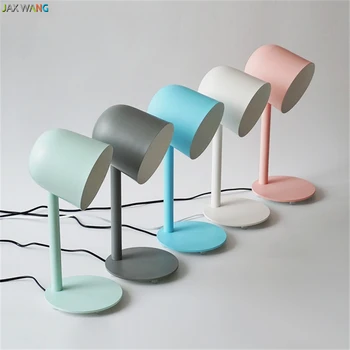 

JW_Nordic LED Modern Macaron Table Lamps Children Room Iron Desk Lights Living Room Bedside Study Eye Protection Indoor Lighting
