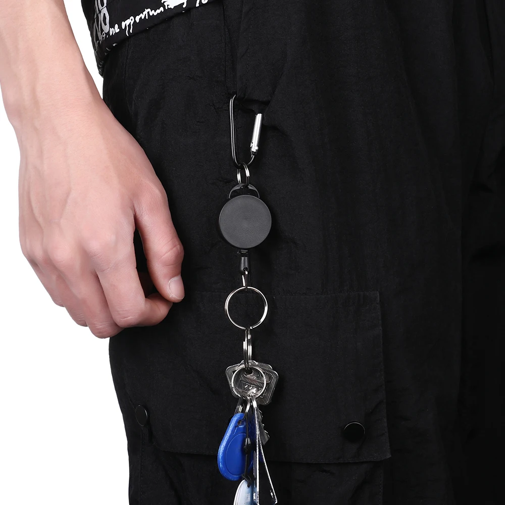

1Pc Practical Retractable Key Chain ID Card Holder With ABS Plastic Case And 27 Inches Nylon Rope