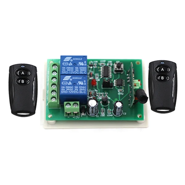 

High Quality Black Color 24V 2CH RF Wireless Remote Control Switch 2pcTransmitter +Receiver Household Appliances/Lamp 315MHZ