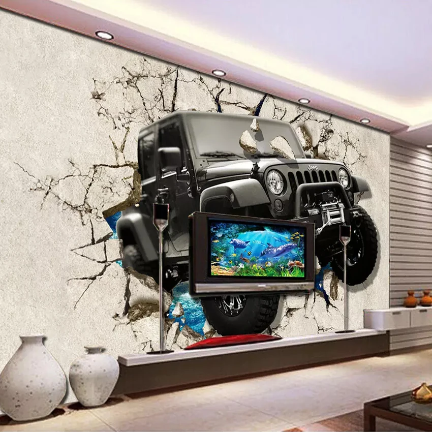 Пользовательских фото настенные Бумага 3D стереоскопического Jeep автомобиль