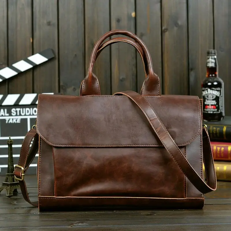 

Dinaseuk pu Leather Bag Business Handbags Man Crossbody Bags Men's Travel Bags Tote 13" Laptop offical Briefcases