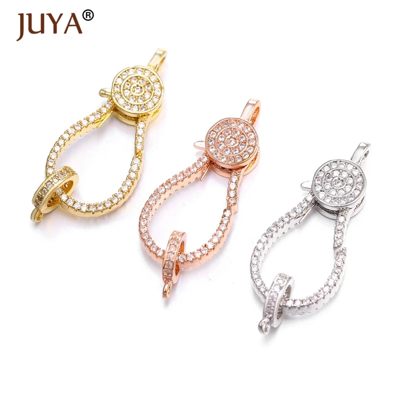 Juya Supplies For Jewelry Wholesale Luxury Zirconia Clasps Hooks Accessories For Making Bracelets Necklaces DIY Craft