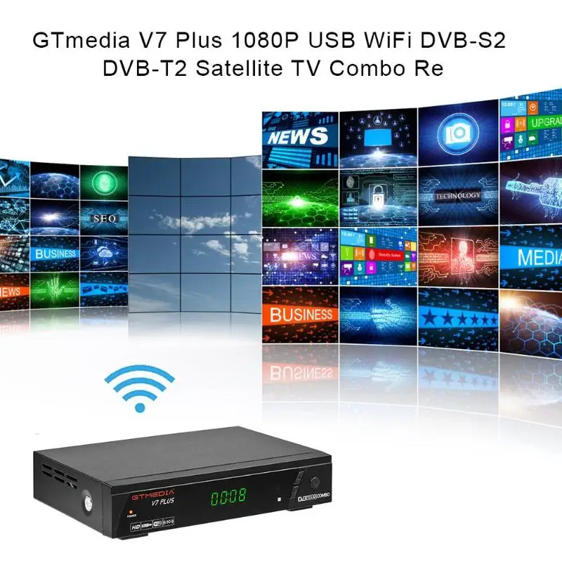 

GTmedia V7 Plus Satellite Receiver 1080P TV Box DVB-S/S2 +T/ T2 Decoder EU supporting H.265, PowerVu