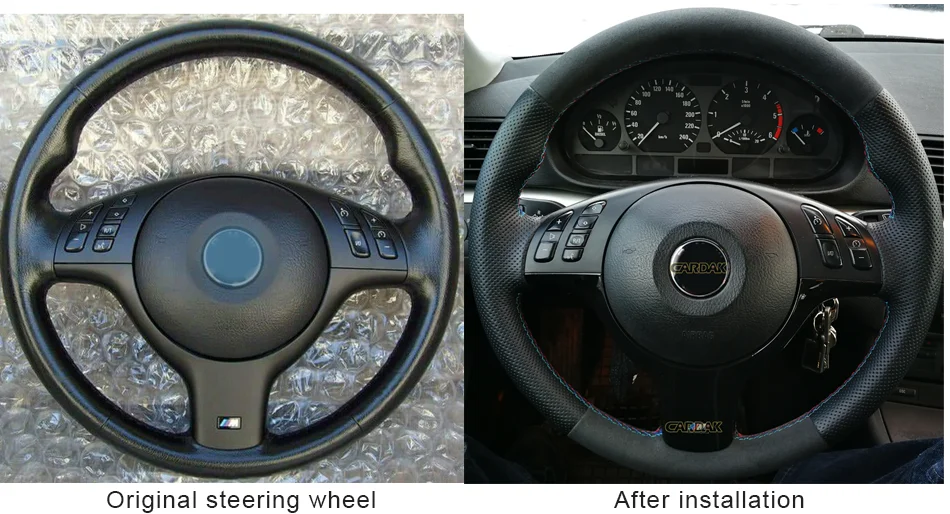 CARDAK ручная работа черная замша искусственная кожа Чехол рулевого колеса автомобиля для BMW E46 M3 E39 330i 540i 525i 530i 2001-2003
