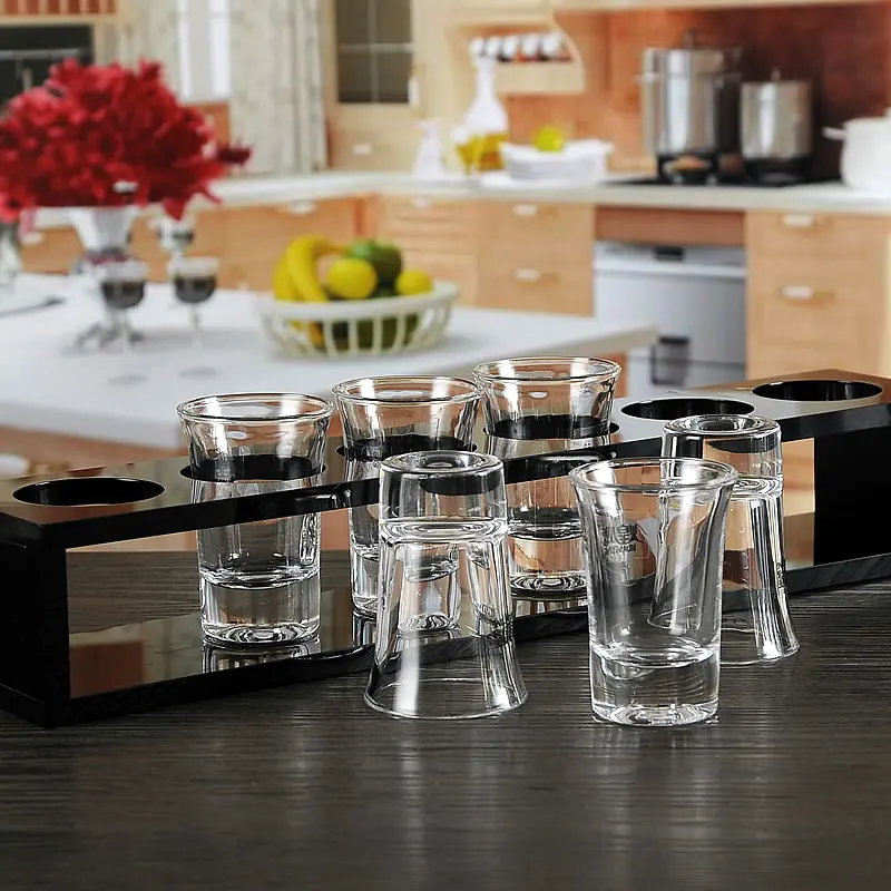 lead free crystal shot glass cup with frame, 6 cups / 40ML, for home