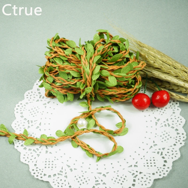 2 Meters Natural Twine String With Leaf Diy Craft Supplies Burlap