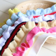 Эластичный хлопок ребра окрашенная пряжа рукав вырез подол стрейч Лотос кружевная ткань для sweather