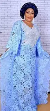 Новое поступление сексуальное модное Стильное весеннее и осеннее Африканское женское длинное кружевное платье размера плюс - Цвет: sky blue