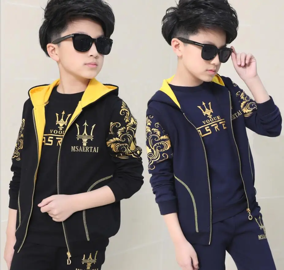 

Spring And Autumn Children 's Sports Suits Three - piece Ensemble Garcon Long - sleeved Kid' s Sets Clothes For Boys HW2042