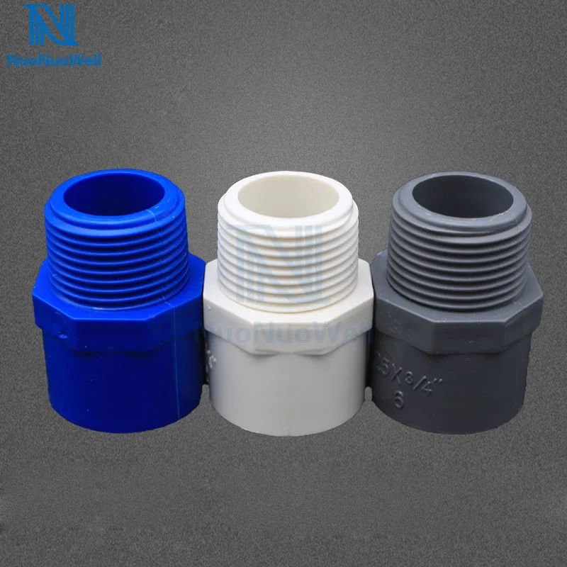 

NuoNuoWell 20mm Socket x 1/2'' Male BSP Thread Adaptor PVC Connector Water Pipe Fittings Hose Repair 2PCS